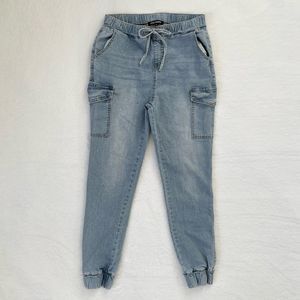 Steve Madden Women’s Denim Cargo Jogger Pants Small With Pockets